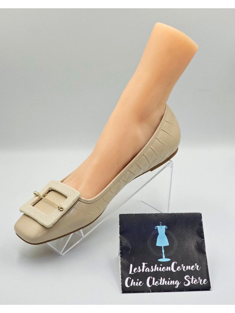 NWOB Zac Zac Posen Women's Beige Leather Vonte Skimmer Square Flats Sz 9.5 2692 - Picture 15 of 16